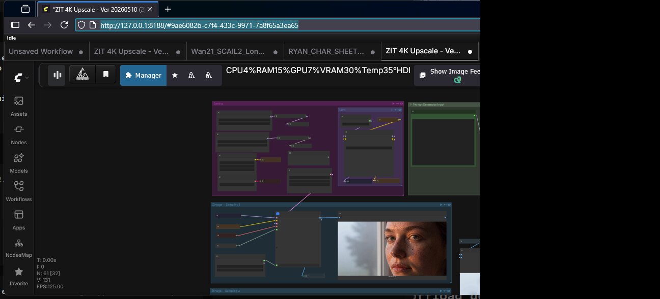 ComfyUI node graph for the ZIT + PiD 4K upscale workflow