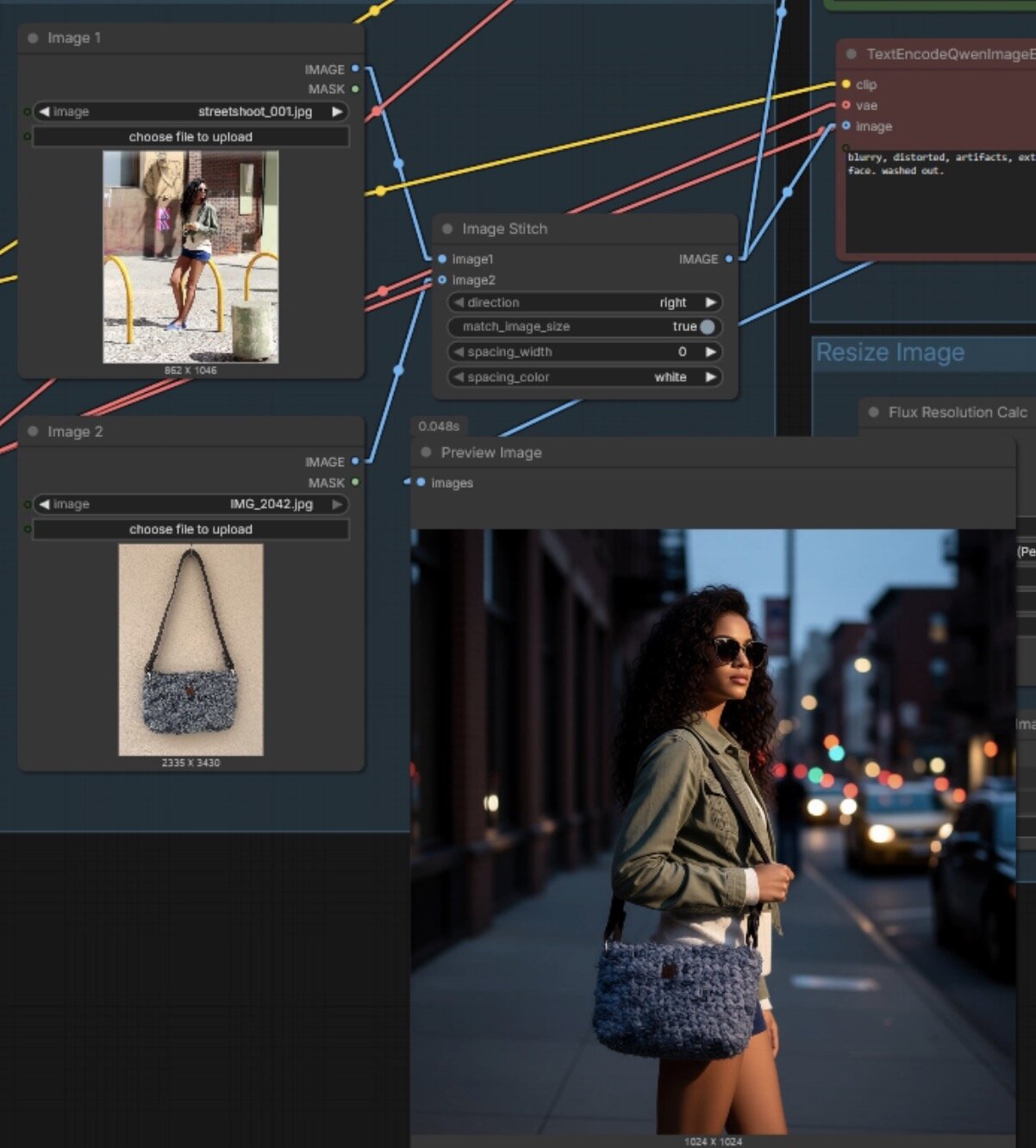 ComfyUI graph — product render (boho bag)
