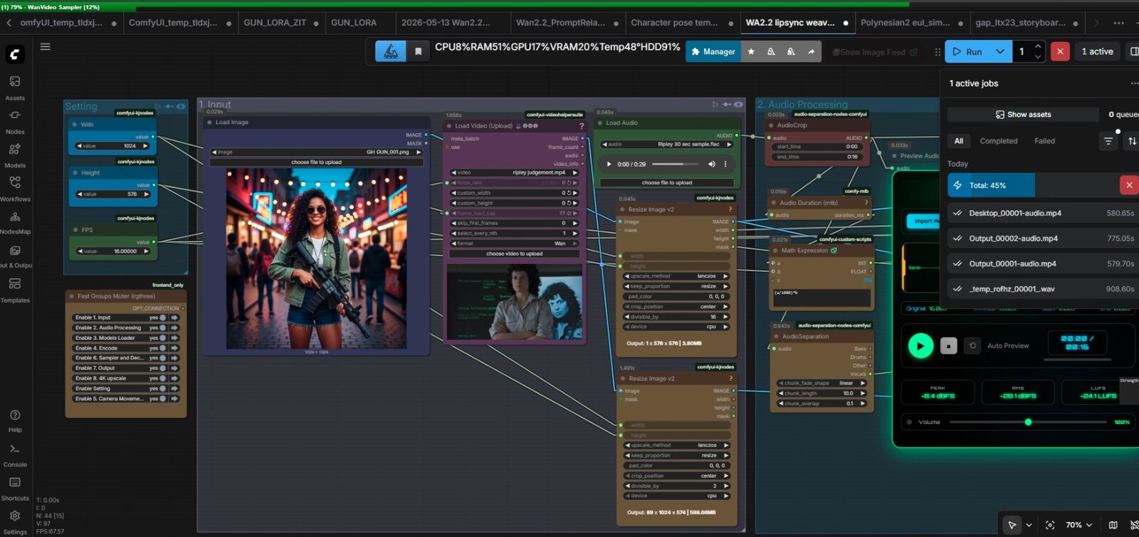 ComfyUI lip-sync workflow graph