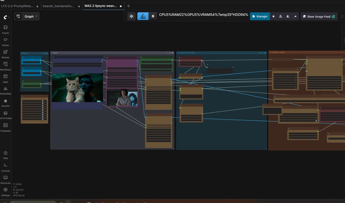 ComfyUI graph — voice cloning